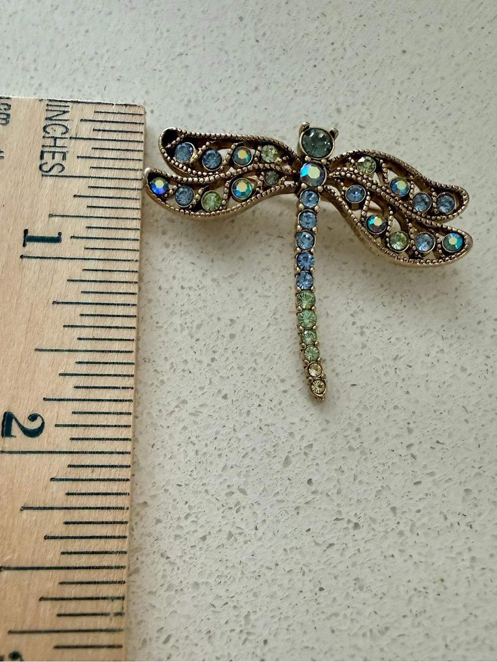 Crystal Dragonfly Brooch - Multicolor Rhinestone Accent